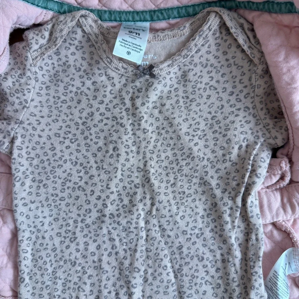 SALE Carter's Baby Girl Pink Quilted Vest‎ Leopard Print Bodysuit Set 9 Months